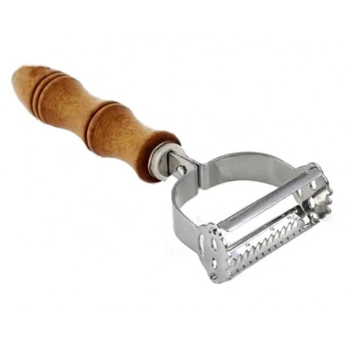 MyBru Pratik Paslanmaz Çelik Ahşap Saplı Çift Jülyen Patates Meyve ve Sebze Soyucu