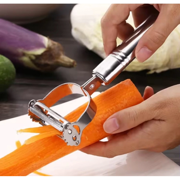 MyBru Pratik Paslanmaz Çelik Çift Jülyen Patates Meyve ve Sebze Soyucu