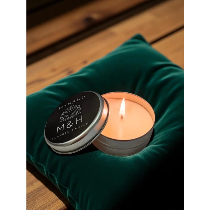 MyHand Soyawax Gümüş Teneke Mum Gül Güzeli Esans Kokulu Kutu Mum 60 Gr