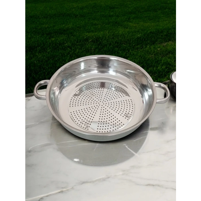 Paslanmaz Çelik Kulplu Çok Amaçlı Makarna Süzgeçi