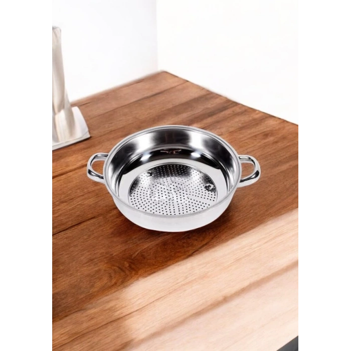 Paslanmaz Çelik Kulplu Çok Amaçlı Makarna Süzgeçi