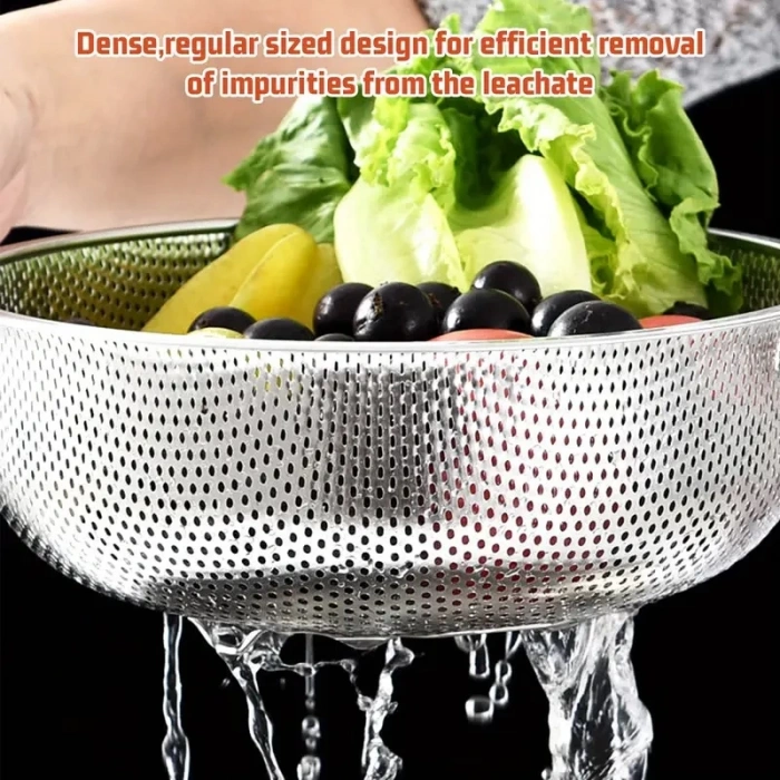 Paslanmaz Çelik Kulplu Çok Amaçlı Makarna Un Meyve Sebze Süzgeç 25 Cm