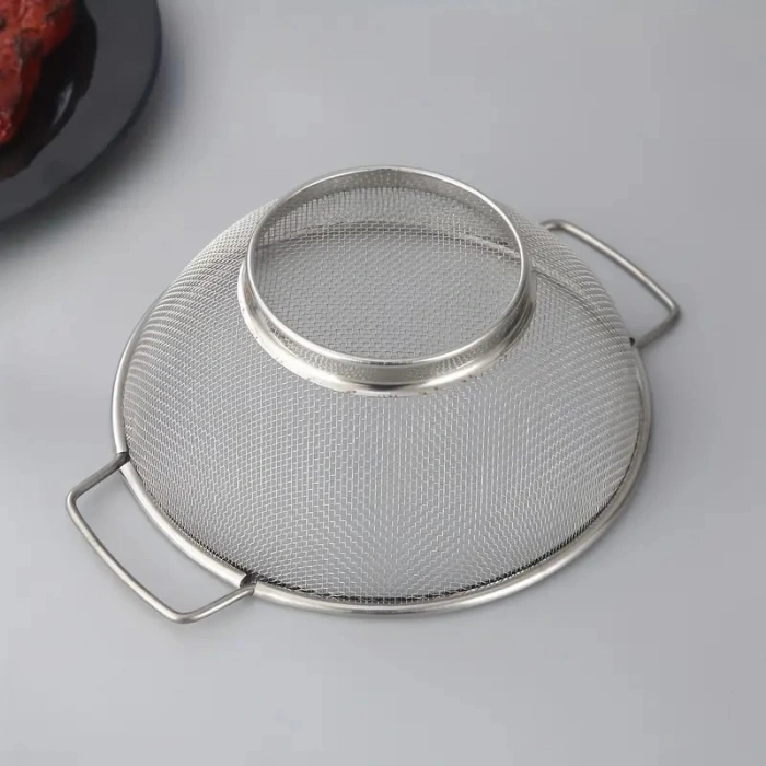 Paslanmaz Çelik Kulplu Tel Çok Amaçlı Makarna Un Meyve Sebze 2li Süzgeç 26 22  Cm