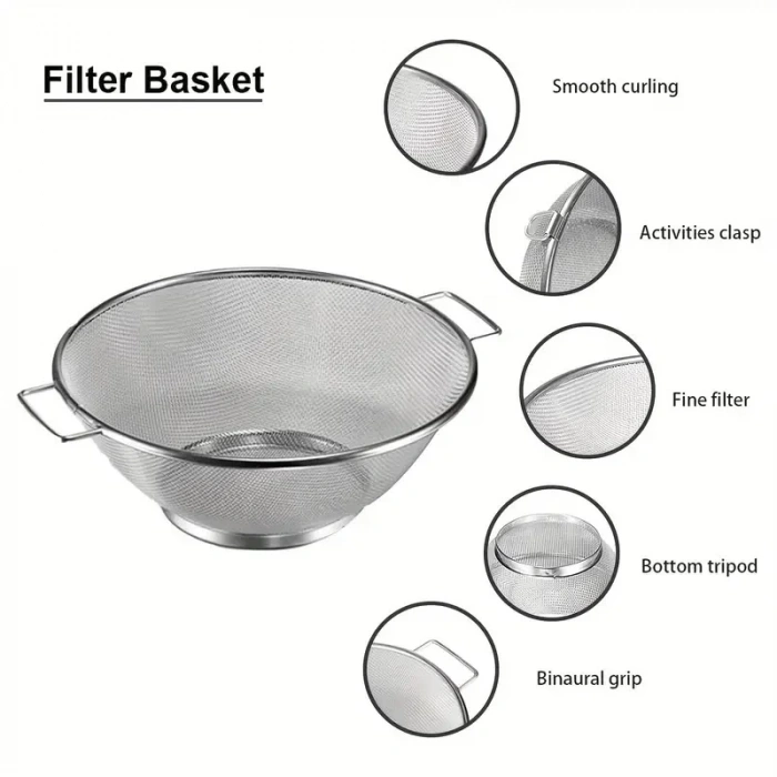 Paslanmaz Çelik Kulplu Tel Çok Amaçlı Makarna Un Meyve Sebze 2li Süzgeç 26 22  Cm