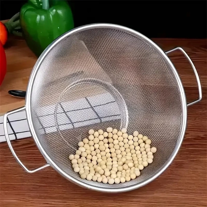 Paslanmaz Çelik Kulplu Tel Çok Amaçlı Makarna Un Meyve Sebze 2li Süzgeç 26 22  Cm
