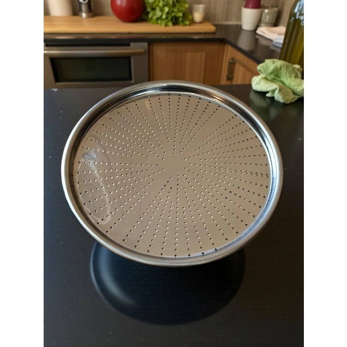 Paslanmaz Çelik Delikli Pizza Fırın Tepsisi Lahmacun Fırın Tepsisi 34 Cm