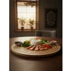 MyBru Bambu Yuvarlak Şeritli Sunum Tabağı Servis Tabağı 28 Cm