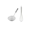 MyBru Metal Kevgir, Kızartma Haşlama Süzgeci ve El Çırpıcısı (Blender) 2li Set (Büyük Boy)