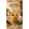 ByMyHand Bambu Doğal Ahşap Havan Havaneli Sarımsak Ezeceği Baharat Döveceği 10 x 8 Cm