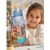 ByMyHand Lila Hayvan FigürlüTaşıma Kulplu Kilit Kapaklı Pipetli Suluk Okul Matarası 1000 Ml