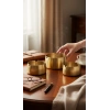 ByMyHand Paslanmaz Çelik Gold 3lü küllük Set