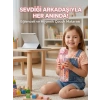 ByMyHand Pembe Hayvan FigürlüTaşıma Kulplu Kilit Kapaklı Pipetli Suluk Okul Matarası 1000 Ml
