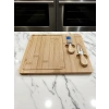 Doğal Bambu Bıçaklı Peynir Servis Sunum Tabağı Kahvaltı Sunum Tahtası Seti 3 Parça 30x25 Cm