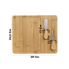 Doğal Bambu Bıçaklı Peynir Servis Sunum Tabağı Kahvaltı Sunum Tahtası Seti 3 Parça 30x25 Cm