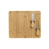 Doğal Bambu Bıçaklı Peynir Servis Sunum Tabağı Kahvaltı Sunum Tahtası Seti 3 Parça 30x25 Cm