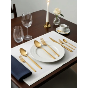 MyBru Paslanmaz Çelik Gold 84 Parça Çatal Kaşık Bıçak Seti 12 Kişilik 304 Paslanmaz Çelik