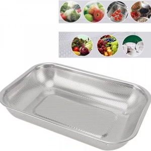 Paslanmaz Çelik Dikdörtgen Çok Amaçlı Makarna Un Meyve Sebze Süzgeci 33 Cm