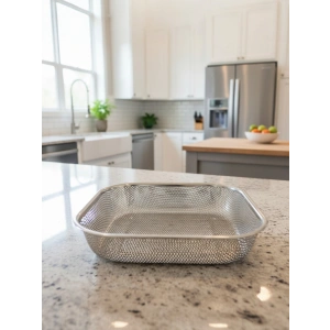 Paslanmaz Çelik Kare Çok Amaçlı Makarna Un Meyve Sebze Süzgeci 27 Cm