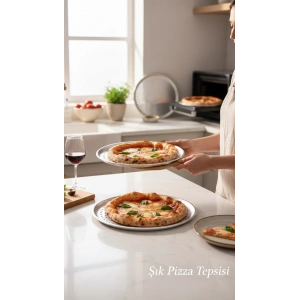 Paslanmaz Çelik Delikli Pizza Fırın Tepsisi Lahmacun Fırın Tepsisi 3lü Set 28 32 36 Cm
