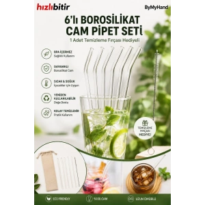 ByMyHand 6lı Cam Pipet Seti Temizleme Fırçası Hediyeli