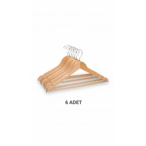 ByMyHand Ahşap Askı Kıyafet Askısı Elbise Askısı Gömlek Askısı 6 Adet