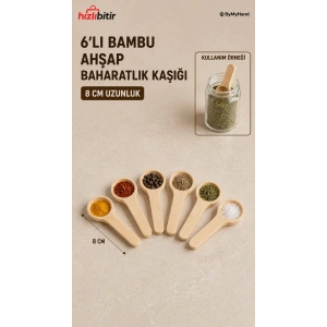 ByMyHand Ahşap Baharat Kaşığı 6lı Set