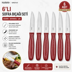 ByMyHand Bordo Meyve Bıçağı 6lı Set