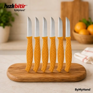 ByMyHand Kahverengi Meyve Bıçağı 6lı Set