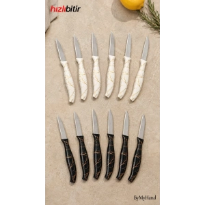 ByMyHand Mermer Desenli Meyve Bıçağı 6lı Set