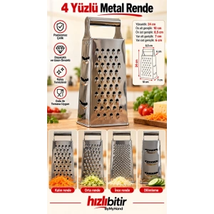 ByMyHand Paslanmaz Çelik 4 Taraflı Çok İşlevli Rende (Dilimleyici)