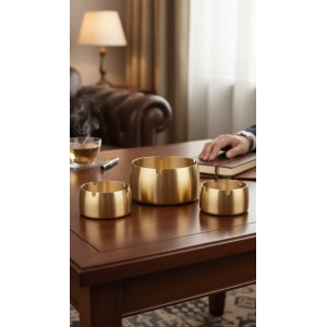 ByMyHand Paslanmaz Çelik Gold 3lü küllük Set