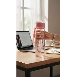 ByMyHand Pembe Taşıma Kulplu Kilit Kapaklı Pipetli Suluk Okul Matarası Motivasyon Matarası 800 Ml