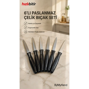 ByMyHand Siyah Meyve Bıçağı 6lı Set