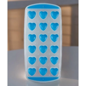 MyBru Mavi Slikon Tabanlı Kalpli 18 Hazneli Buz Kalıbı