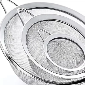 MyBru Paslanmaz Çelik Pratik 3lü Çay Süzgeci Sebze, Makarna Un Süzgeç 8 14 20 Cm