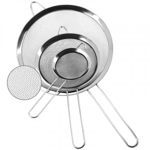 MyBru Paslanmaz Çelik Pratik 3lü Çay Süzgeci Sebze, Makarna Un Süzgeç 8 12 16 Cm