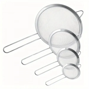 MyBru Paslanmaz Çelik Pratik 4lü Çay Süzgeci Sebze Un Süzgeç 10 12 14 16 Cm