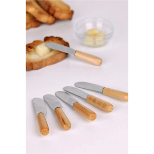 MyBru Terayağ Bal Çikolata Bıçağı, 6 Lı Ahşap Saplı Kahvaltı Spatulası