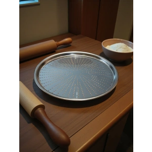 Paslanmaz Çelik Delikli Pizza Fırın Tepsisi Lahmacun Fırın Tepsisi 32 Cm