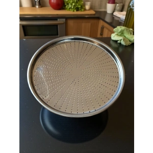 Paslanmaz Çelik Delikli Pizza Fırın Tepsisi Lahmacun Fırın Tepsisi 28 Cm