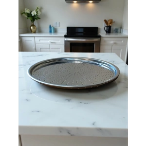 Paslanmaz Çelik Delikli Pizza Fırın Tepsisi Lahmacun Fırın Tepsisi 36 Cm
