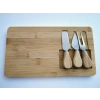 Doğal Bambu Bıçaklı Peynir Servis Sunum Tabağı Kahvaltı Sunum Tahtası Seti 4 Parça 30x17 Cm