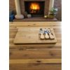 Doğal Bambu Bıçaklı Peynir Servis Sunum Tabağı Kahvaltı Sunum Tahtası Seti 4 Parça 30x17 Cm