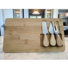 Doğal Bambu Bıçaklı Peynir Servis Sunum Tabağı Kahvaltı Sunum Tahtası Seti 4 Parça 30x17 Cm