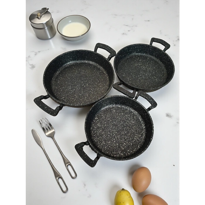 MyBru Döküm Omlet Tava 3lü Set 18-20-22 Cm