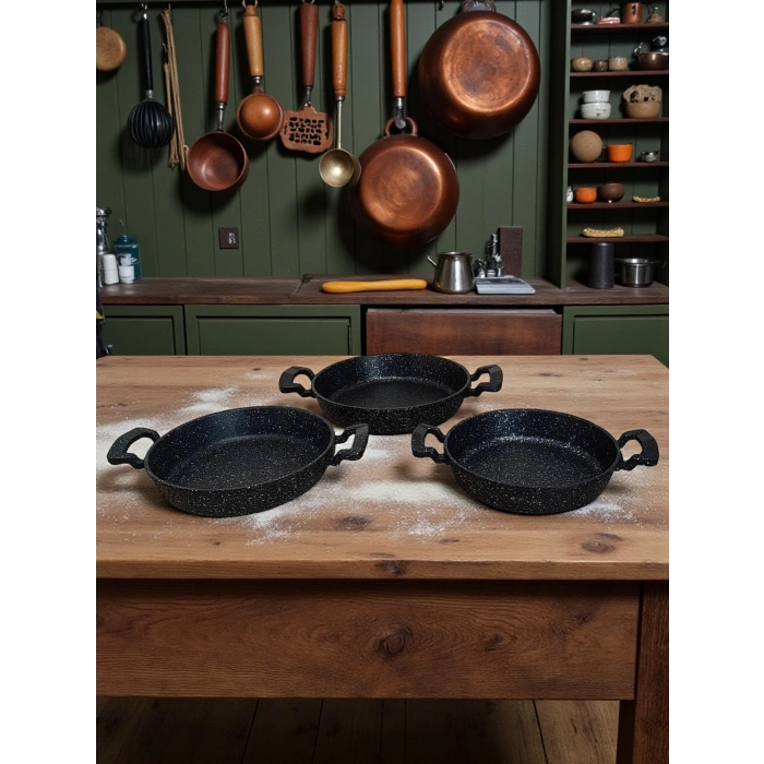 MyBru Döküm Omlet Tava 3lü Set 18-20-22 Cm