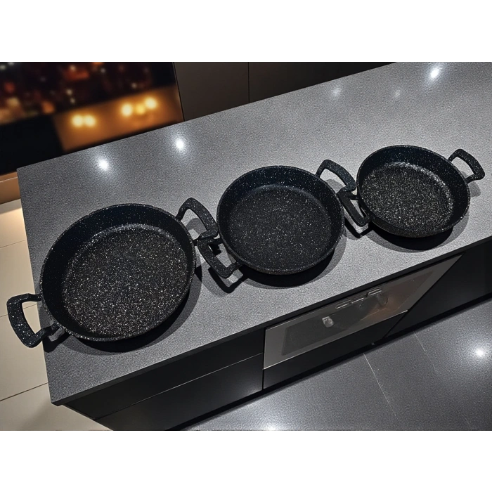 MyBru Döküm Omlet Tava 3lü Set 18-20-22 Cm