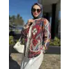 Almarwah Etnik Desenli Kapitone Ceket 405019