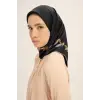 SİYAH Maisa Fer 90X90 Twil İpek Eşarp