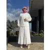Kayra Kabartma Desenli Naturel Ceket Etek Takım KA16009